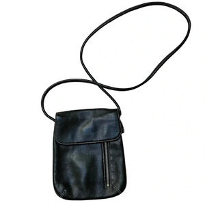 Tignanello Black Pebbled Leather Crossbody Bag Small Genuine Leather Purse
